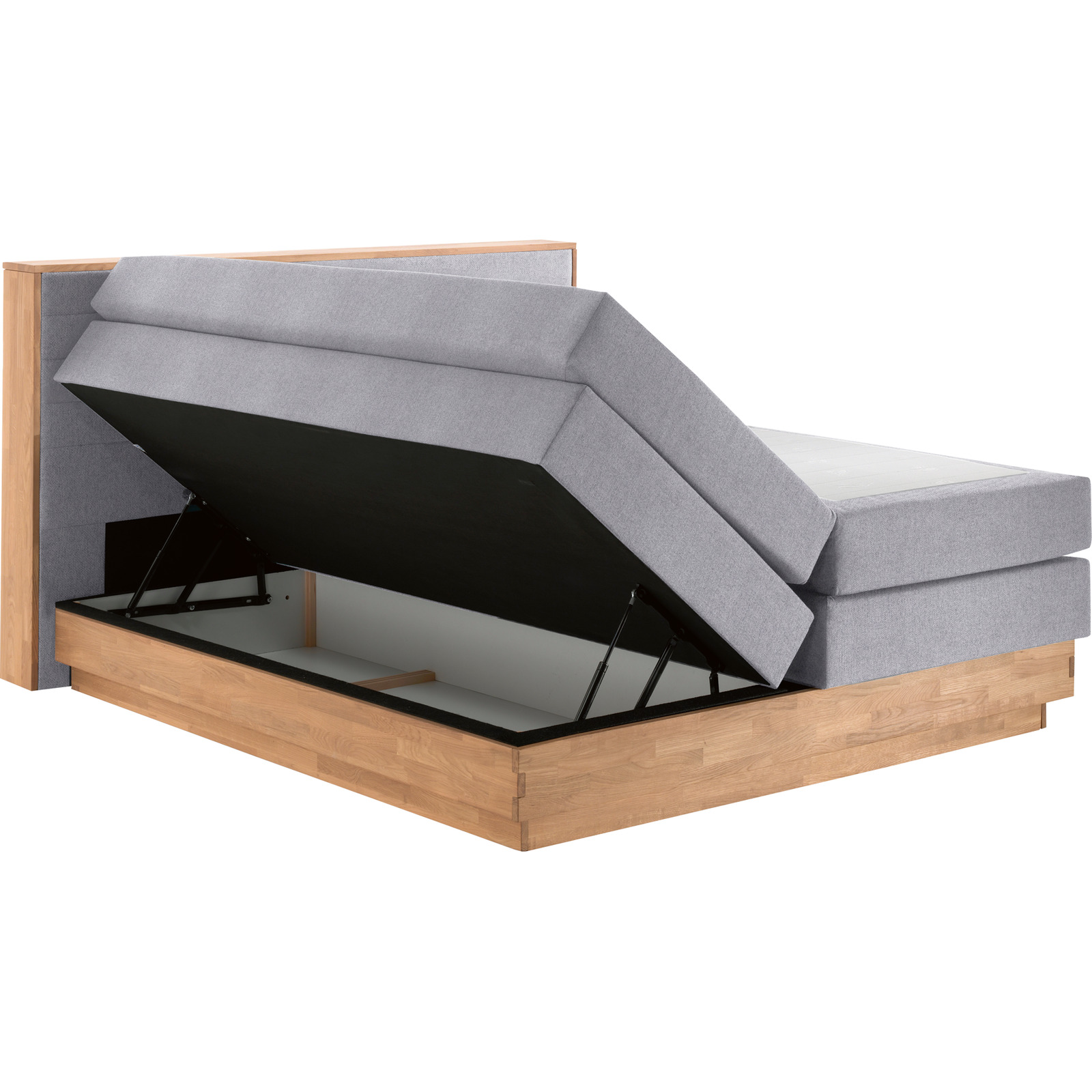 Boxspringbett Mila Eiche Massiv 160 x 200 cm, grau