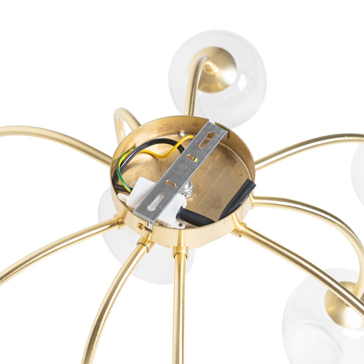 Klassieke plafondlamp goud met glas 9-lichts - Elien