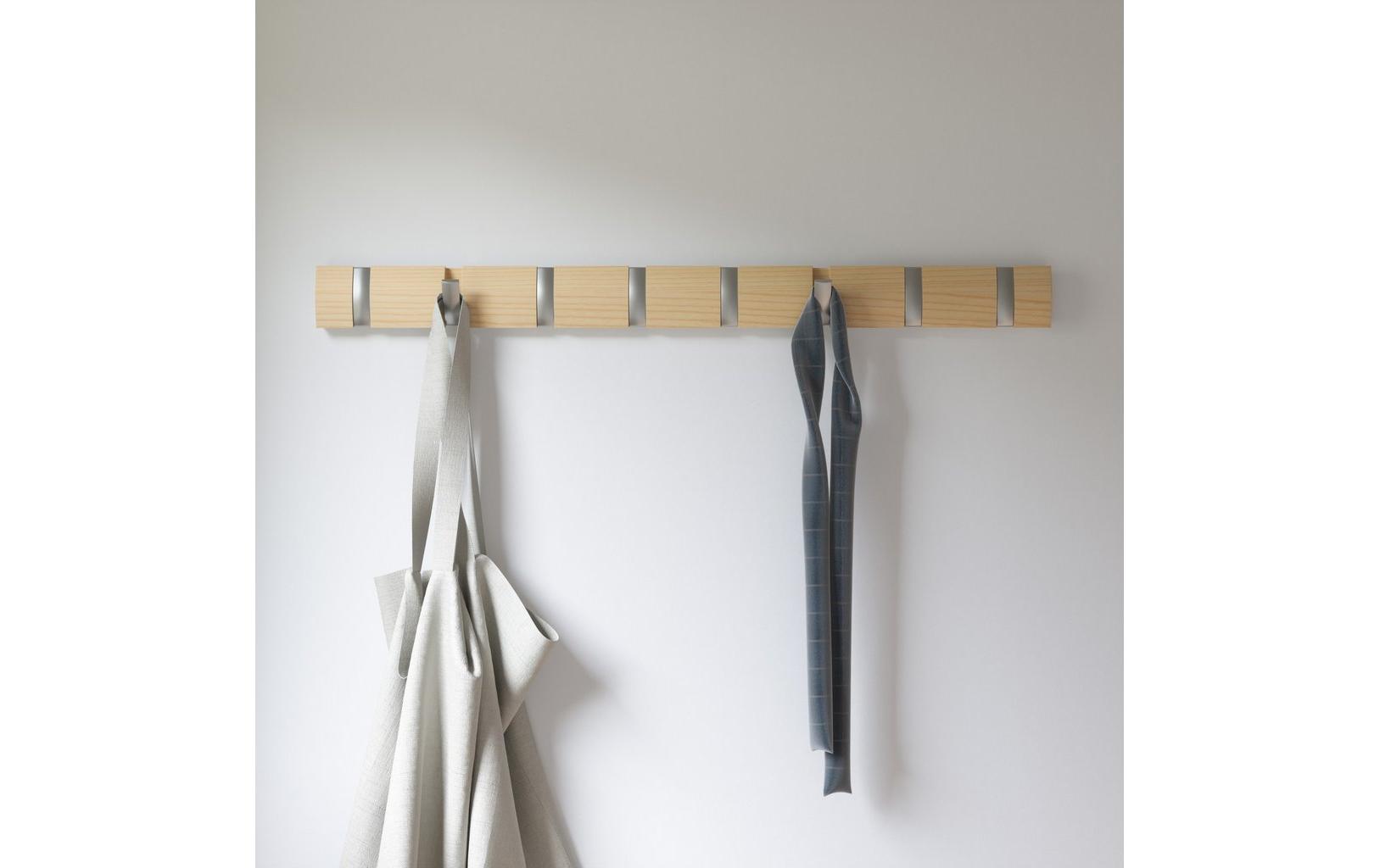 Wandgarderobe Flip 8 Haken, Nature/SilberGarderobeleiste mit 8 Haken in Natur
