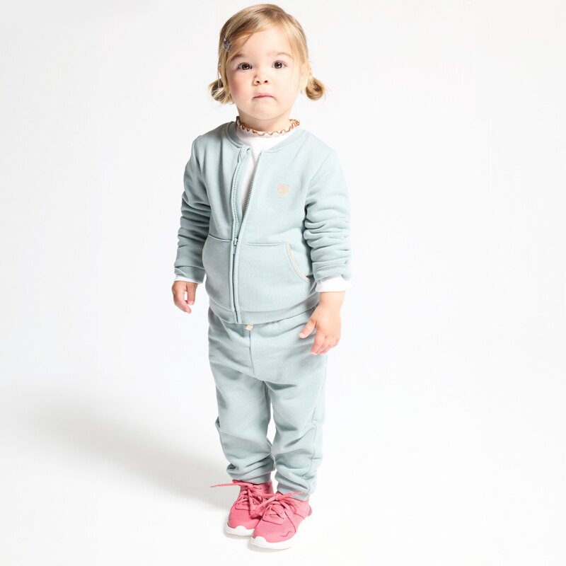 Sweat zippé molleton patch cœur vert bébé fille Vert
