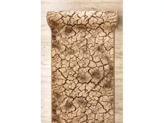 Tapis de couloir KARMEL Terra sol fissuré noix 100x350 cm