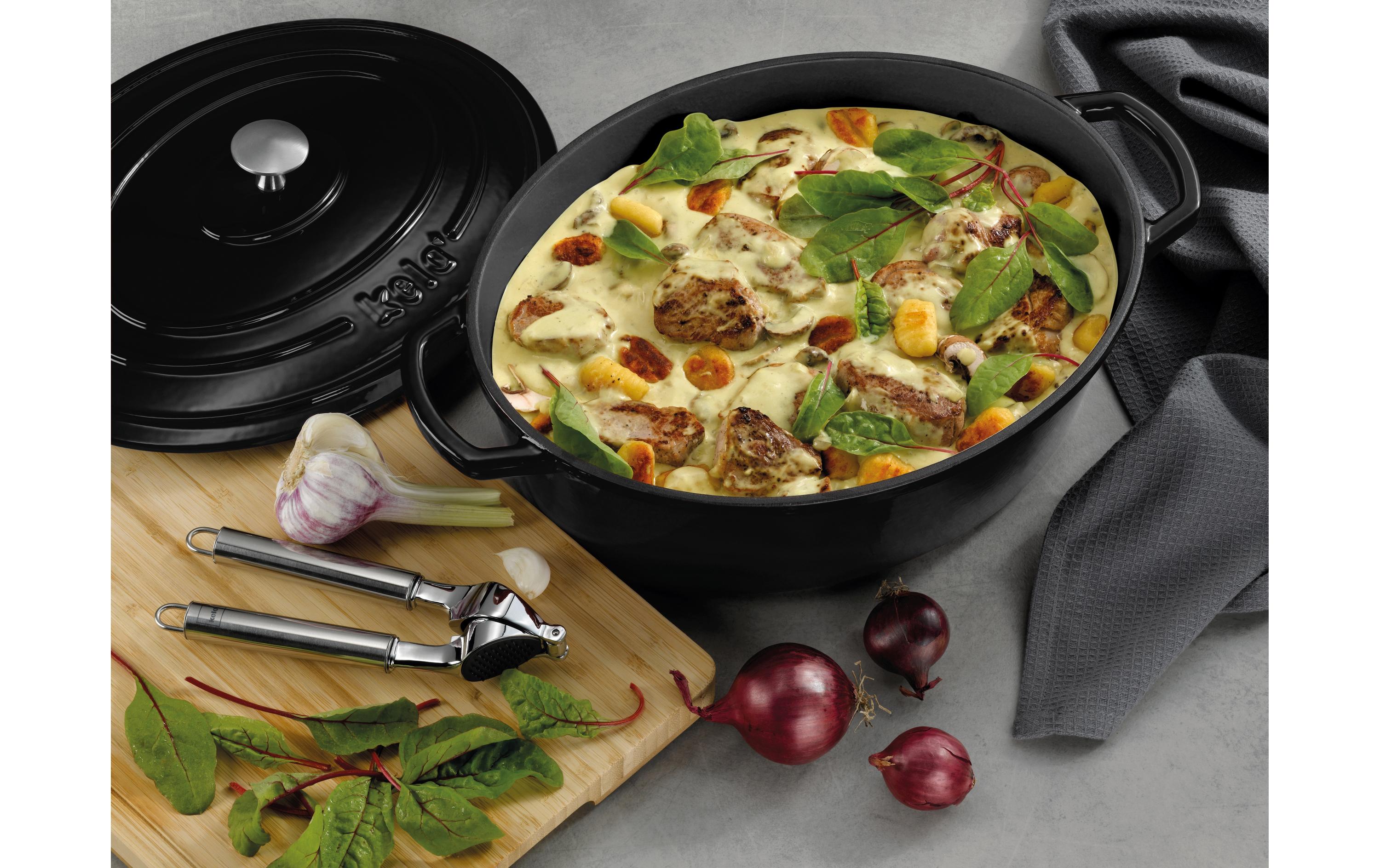 Bräter Calido oval 36 cm, Schwarz<br>Bratentopf aus Gusseisen