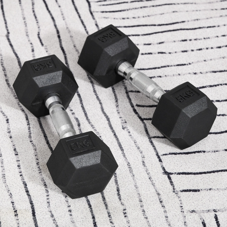 HOMCOM Kurzhantel 2er Set in Hexagon Form schwarz, silber