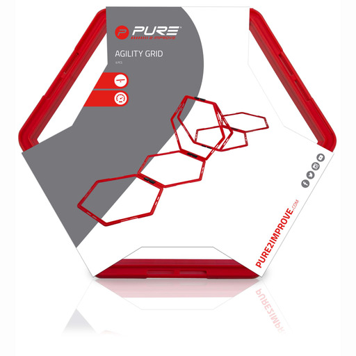 Grade de Agilidade Hexagonal Pure2improve, 6 peças, vermelha