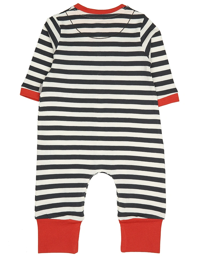 Schlafstrampler LITTLE DRIVER gestreift in dunkelgrau/creme