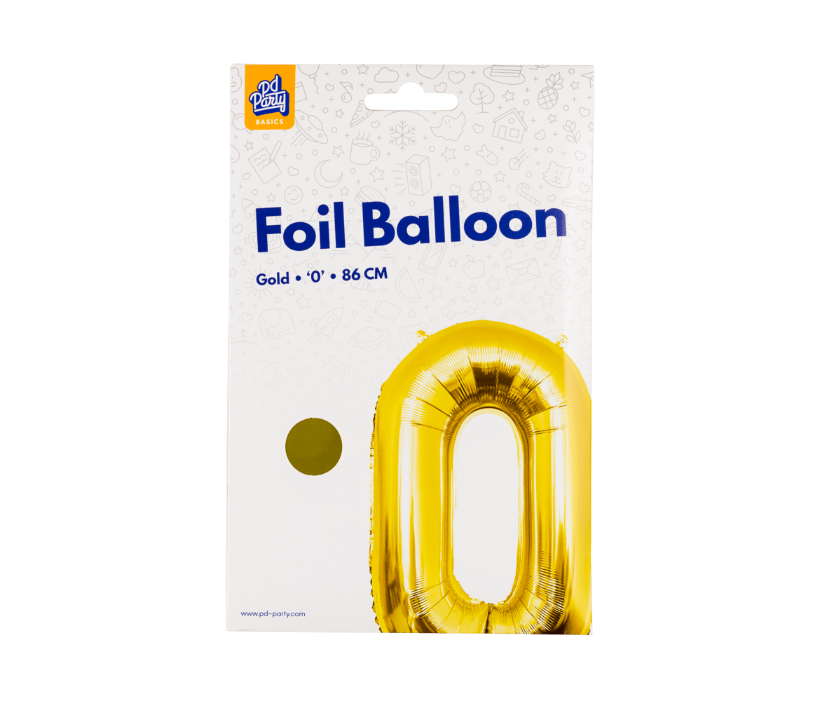 0 Jaar Cijfer Ballon Goud Leeg 86cm