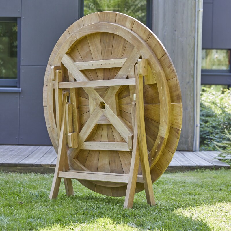 Ensemble d'extérieur en bois de teck Andria 2 H 75 x L 120 x P 120 cm