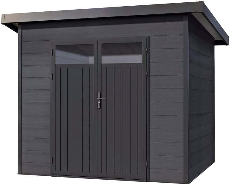 Finnhaus Wolff WPC Gerätehaus Vitale 2420 19 Anthrazit/Hellgrau Gerätehaus aus Holz/Kunststoff in Anthrazitgrau, Geräteschrank mit 19 mm Wandstärke Gartenhaus