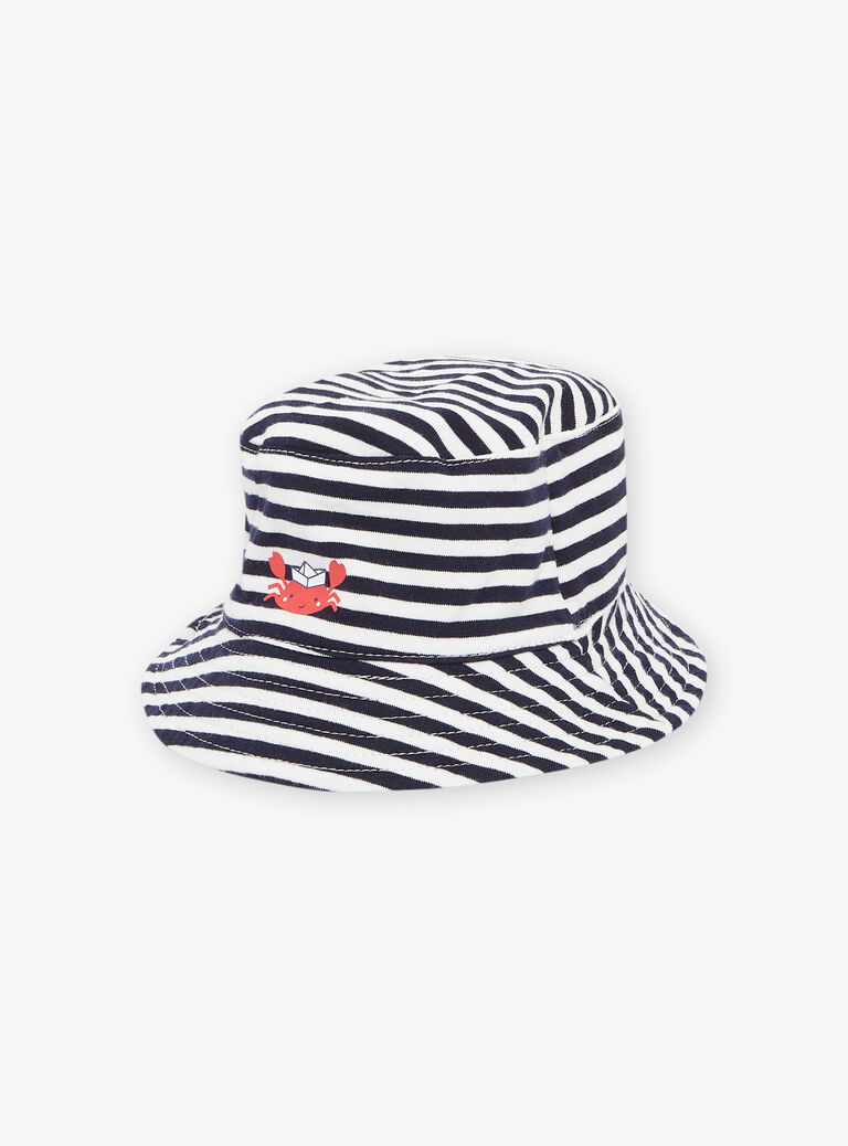 Bob réversible avec denim bleu et rayures bleu marine
