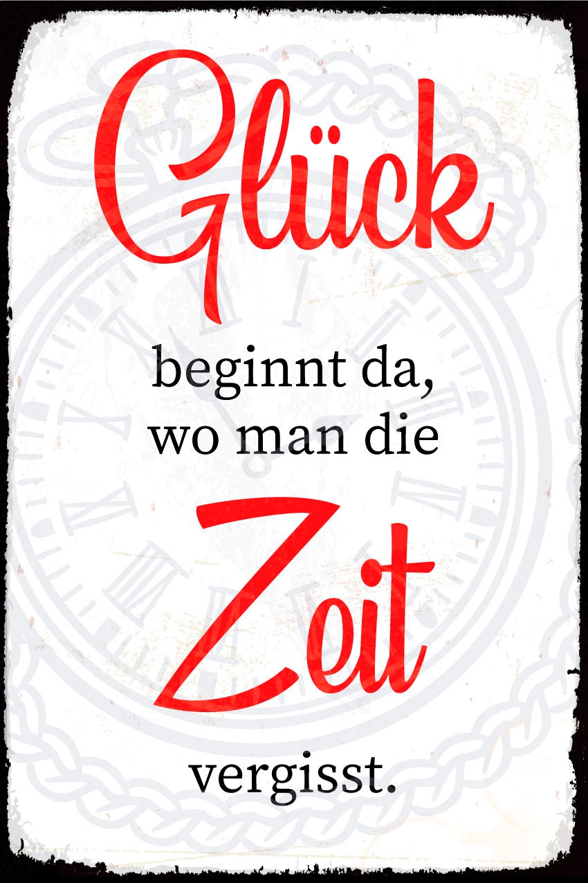 queence Metallbild »Zeit« Schriftzug | Schriftzüge | Sprüche | Sprüche & Texte 1 Stk. tlg. Stahlschilder