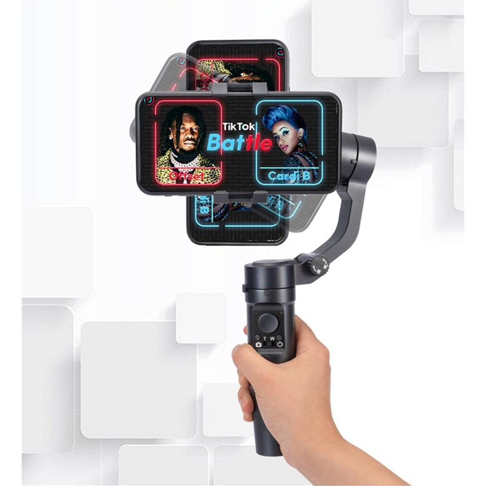 Gimbal 3-Achsen Stabilisator Stativ Halterung 285° Schwenkbar mit Tripod Stativ für Smartphone   App Steuerung / Gesichtsverfolgung - Schwarz