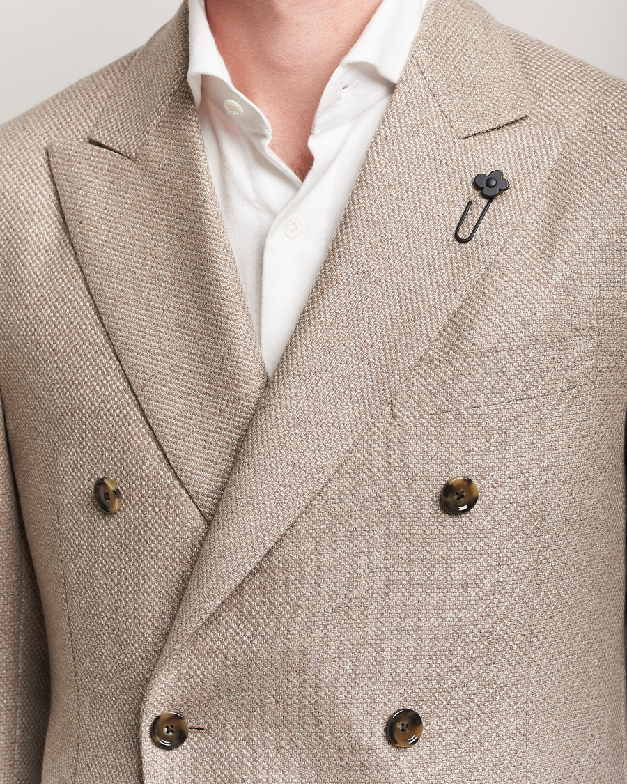 Lardini Double Breasted Wool/Silk/Cashmere Blazer Beige