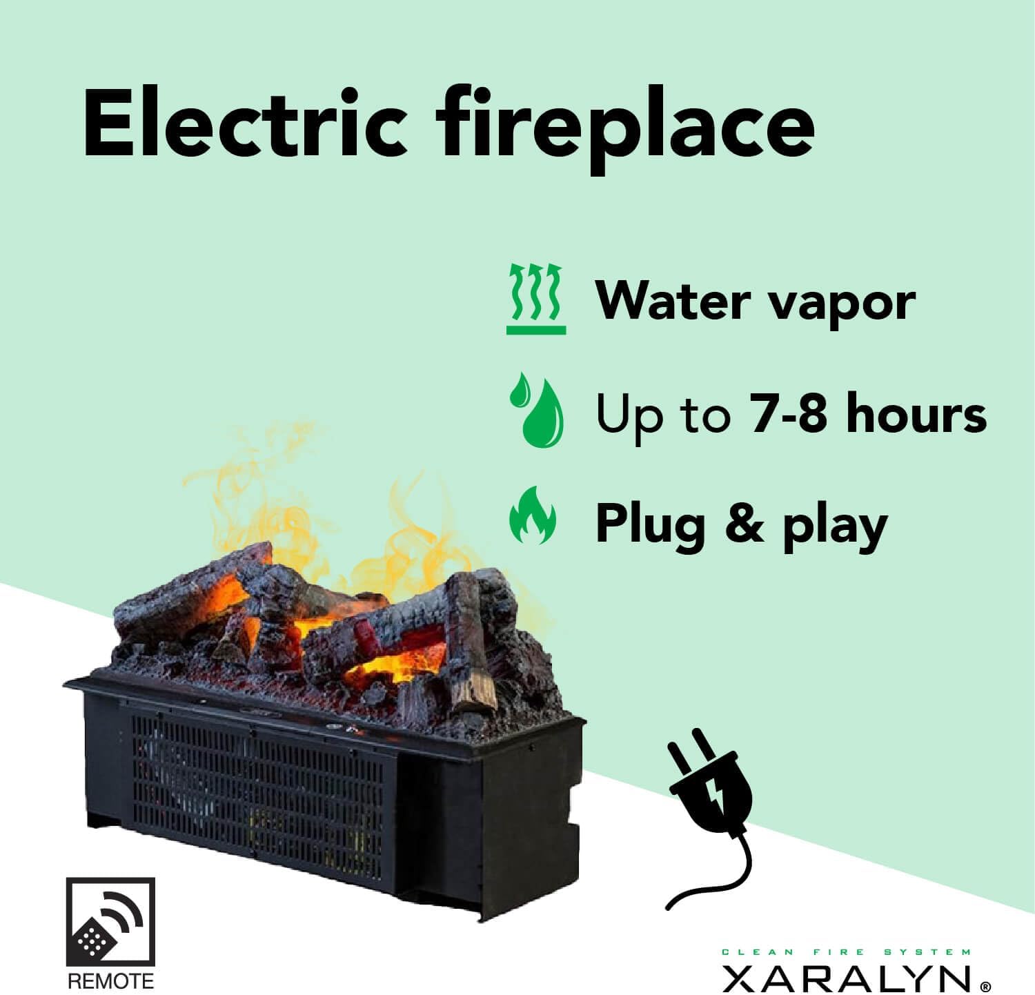 Xaralyn - Wasserdampfkamin Cassette 600 - Einbaukamin mit Wasserdampf - einstellbare Flammenhöhe - Fernbedienung