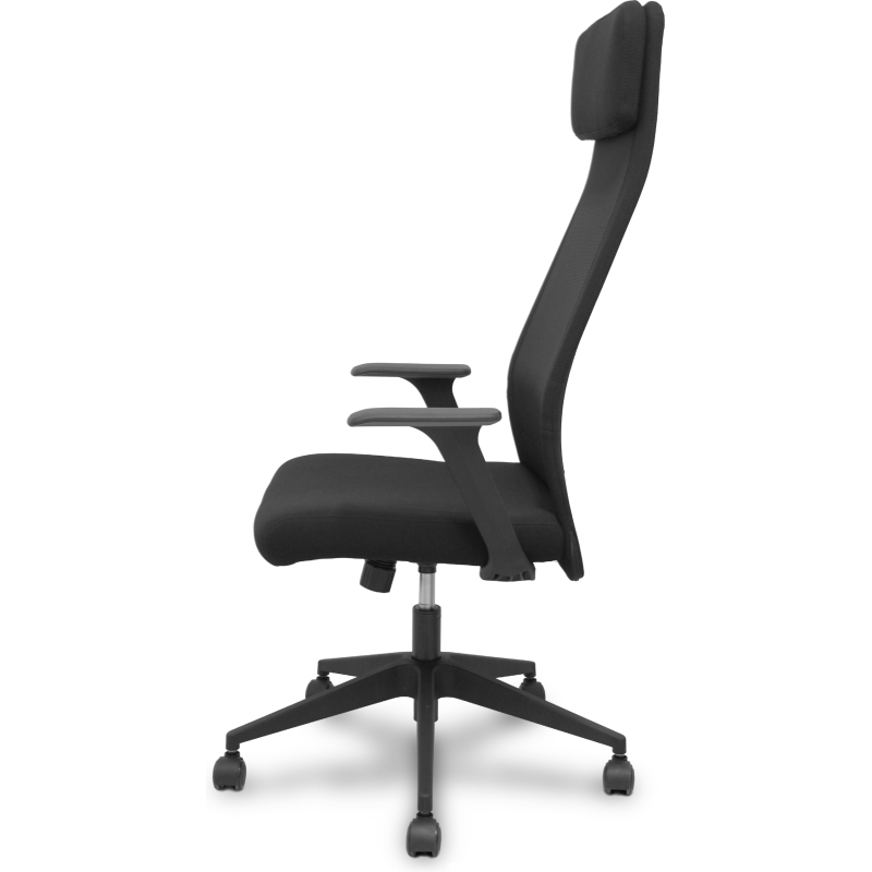 Chaise de bureau Pro536 - tissu noir avec accoudoirs fixes