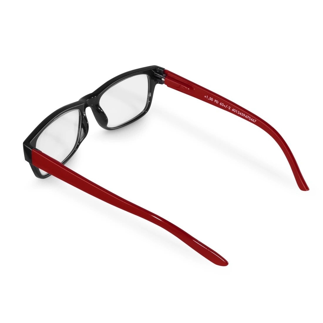 Nachhaltige Lesehilfe Lese Brille Dioptrie  2.00 Recycelt Glanz (00096208) - Schwarz / Rot