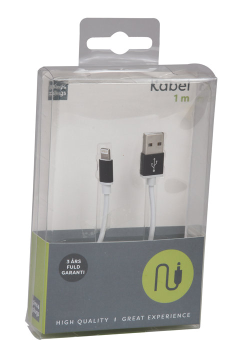 USB-A til lightning kabel - 1 meter