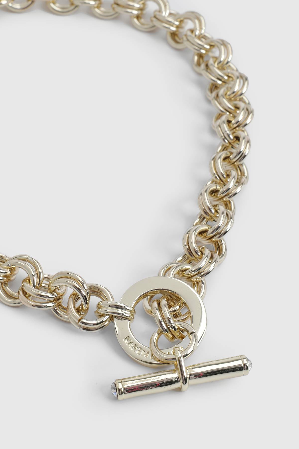 KarenMillen Collier Chaîne à Barre et Anneau Cristal