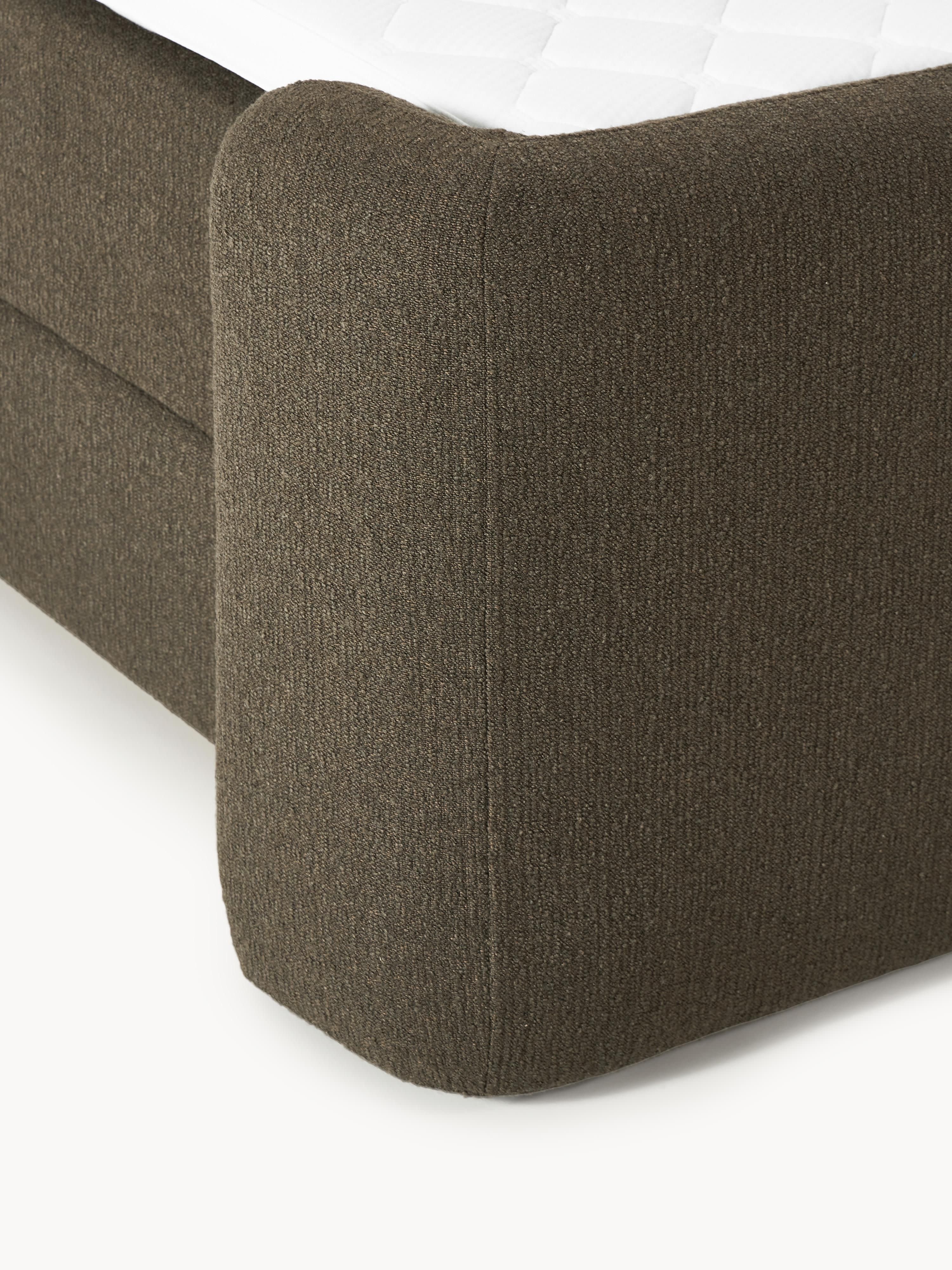 Bouclé boxspring bed Perla met opbergruimte