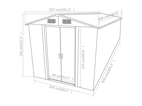 Abri de jardin Marron 257x990x181 Acier galvanisé