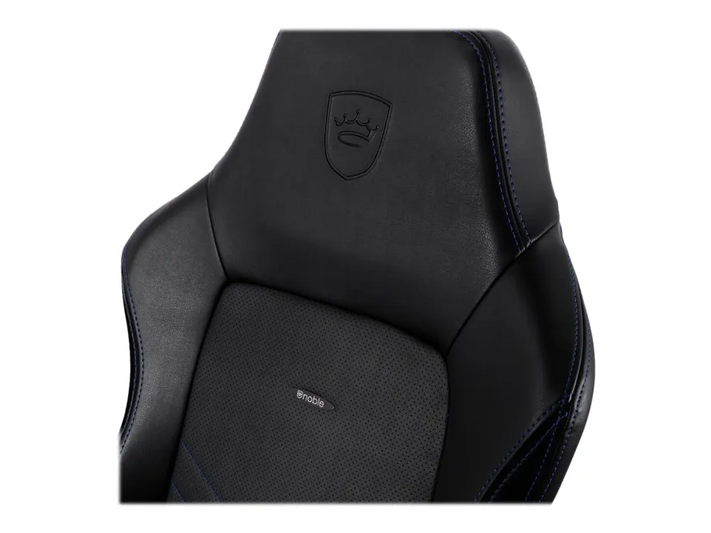 Noblechairs Hero - Stol - ergonomisk - armstøtter - T-formet - vippe - drejeled - aluminium, polyurethan, stål, memory foam, polyuretan vegan falsk læder - sort, blå
