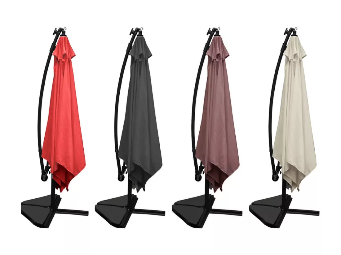 Parasol LED déporté carré 3x3m terracotta SOLENZARA NEON