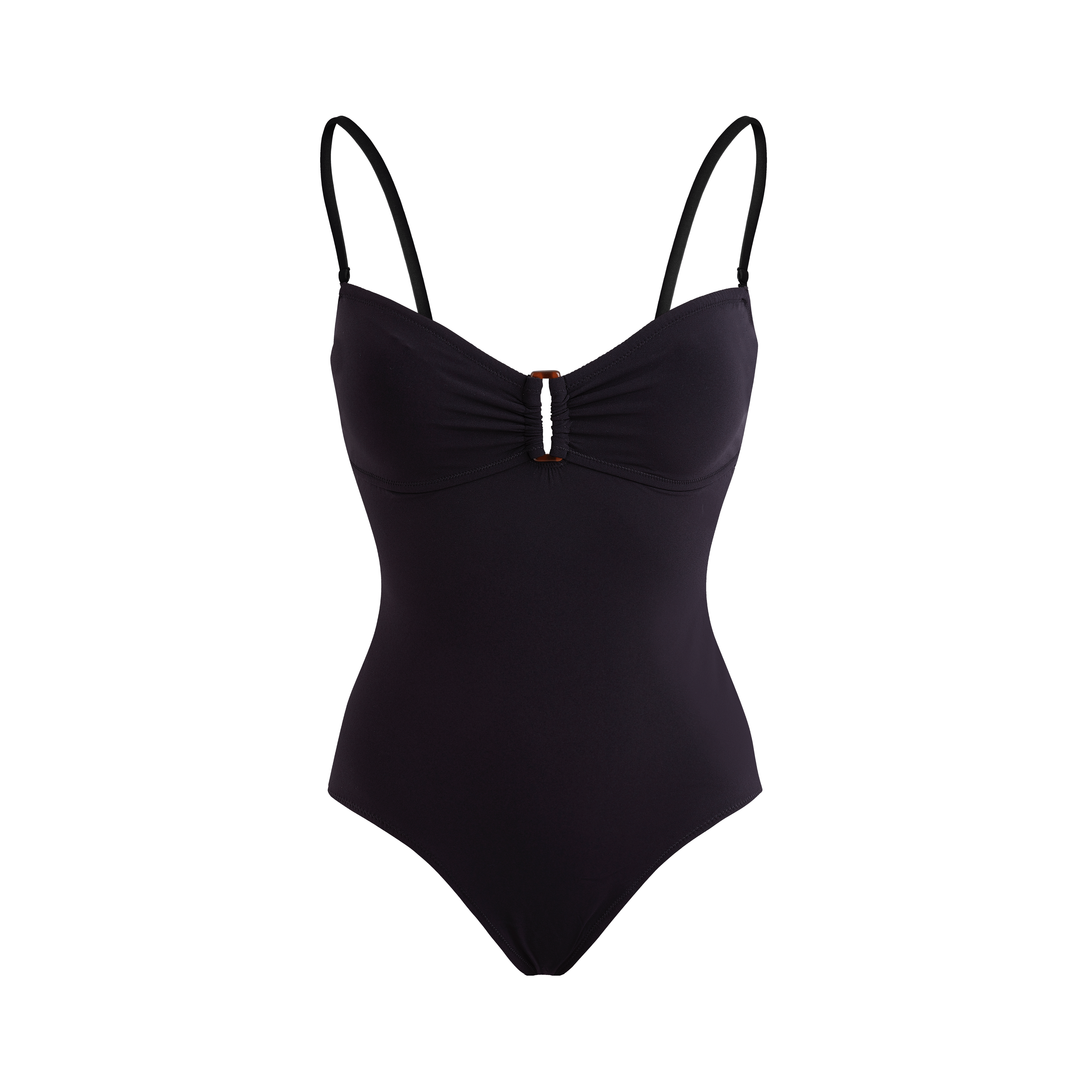 Women One-piece Bandeau Solid Bikini Look