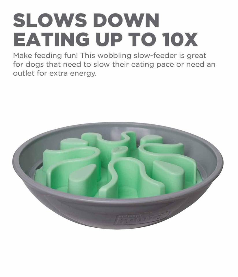 OUTWARD HOUND - Fun Feeder Wobble SlowFeeder skålMint 23X8Cm