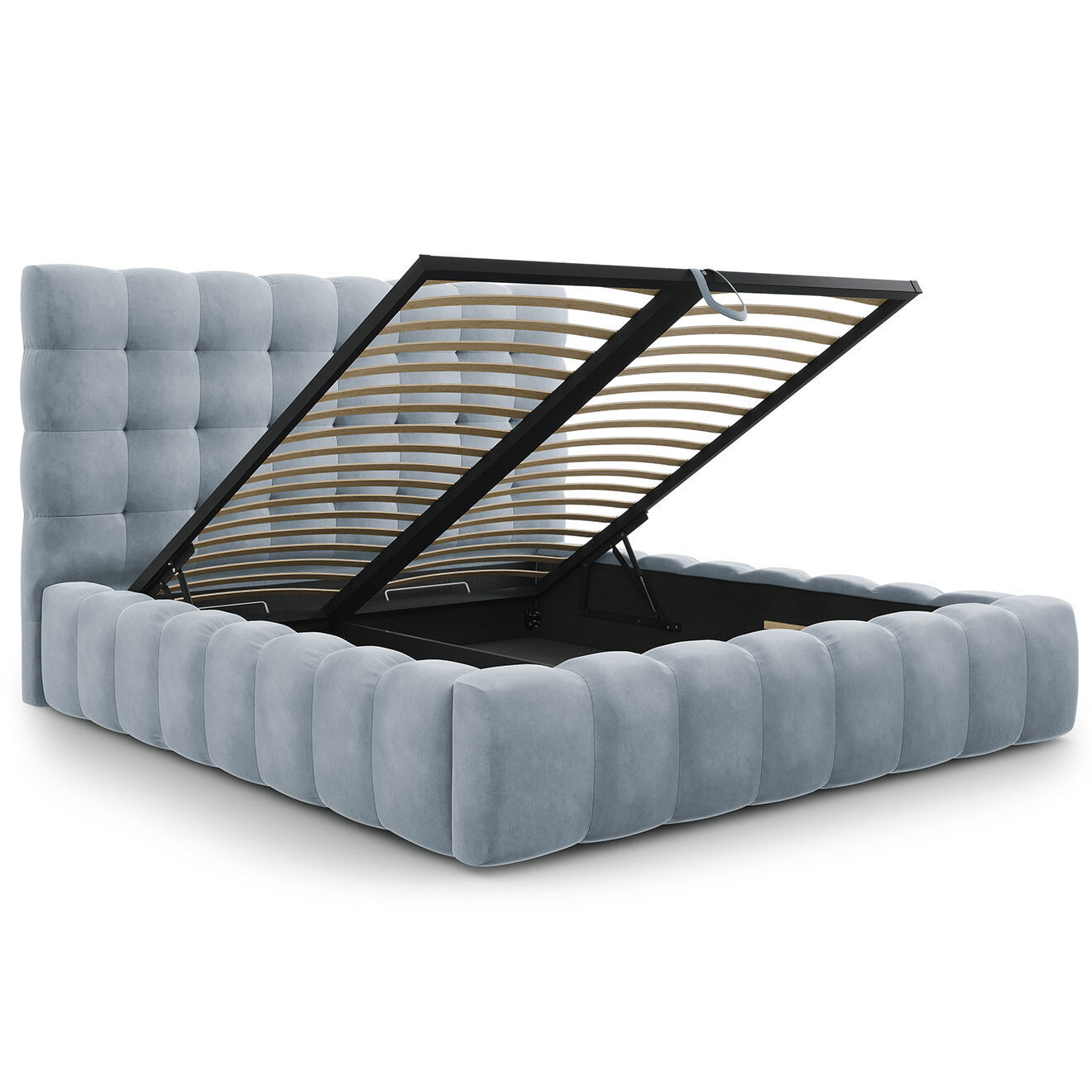 Cosmopolitan Design Lit avec coffre de rangement Bali Velours bleu clair - 180x200 cm