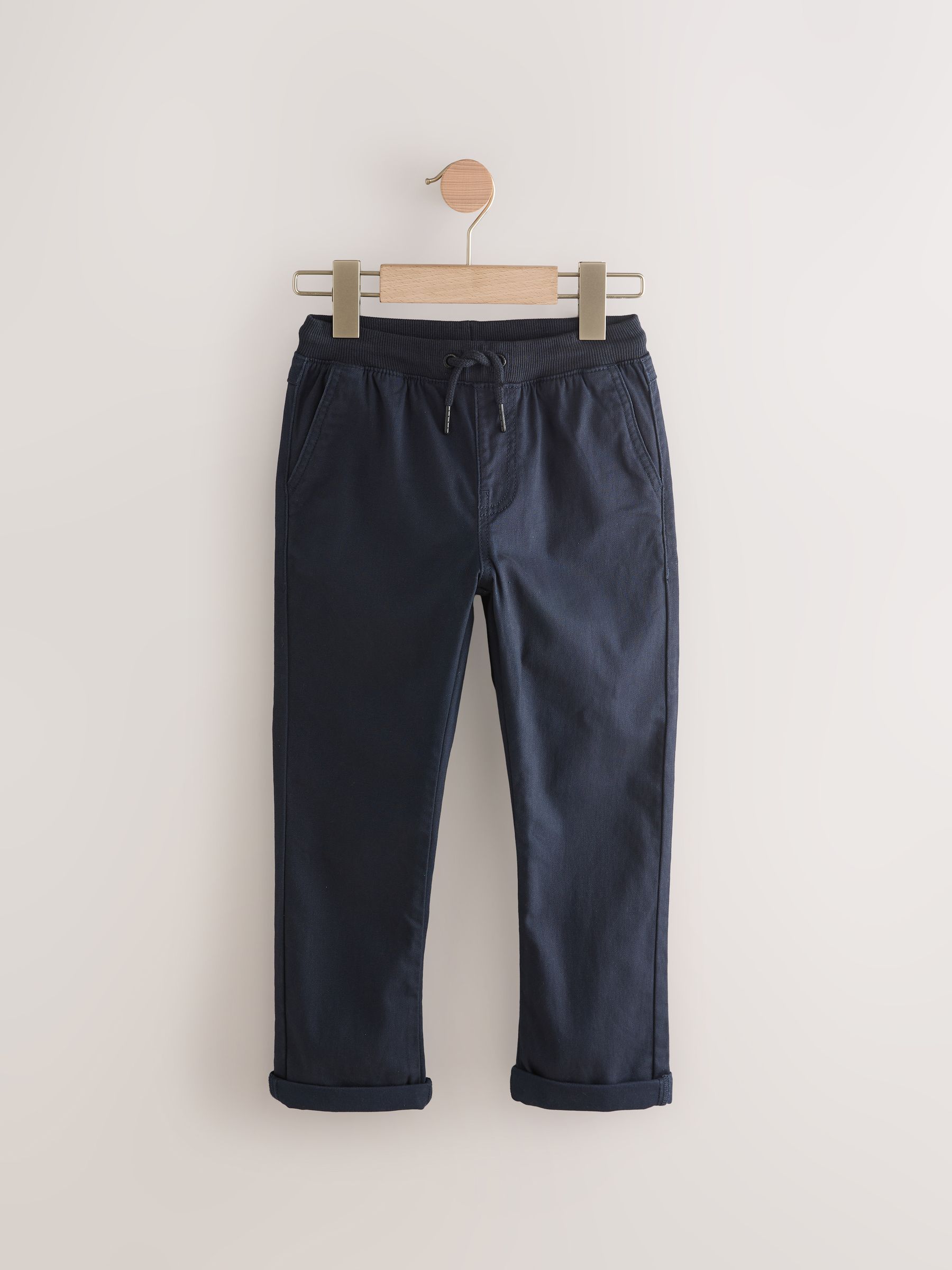 Zwart/marineblauw - Geribbelde taille broek met elastische taille verpakking van 2 (3 - 16 jr)