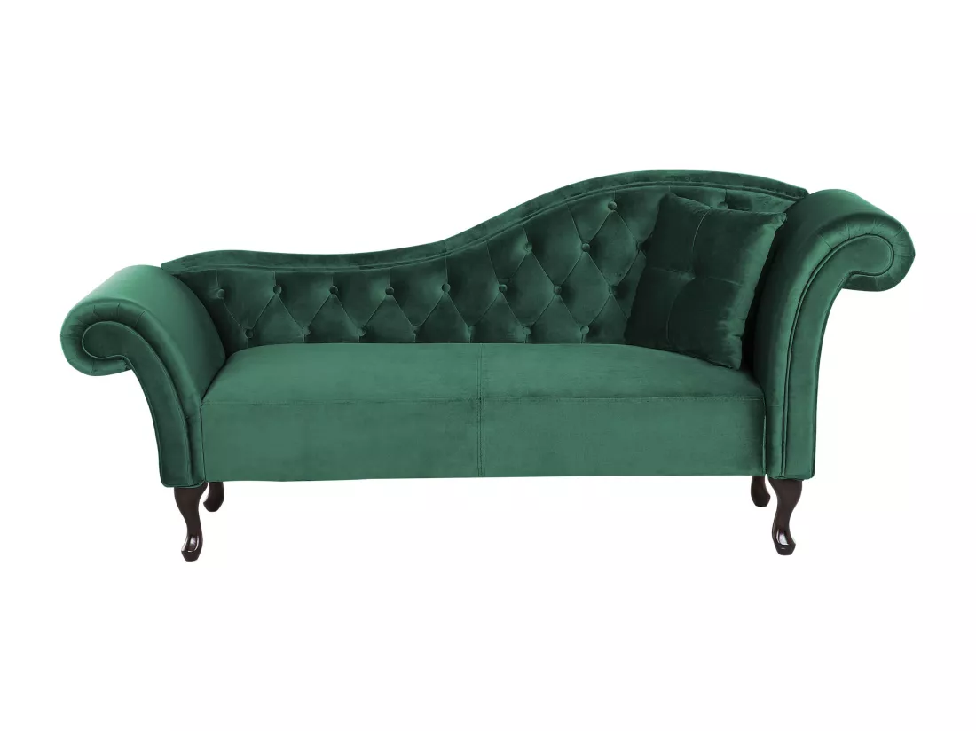 Méridienne en velours vert foncé LATTES