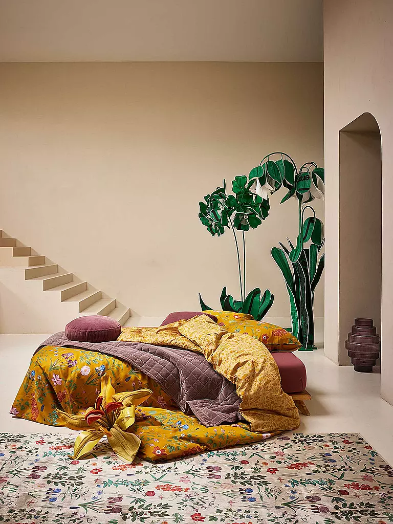 ESSENZA Satin-Bettwäsche MARIGOLD 70x90cm/140x200cm Flower Ochre gold