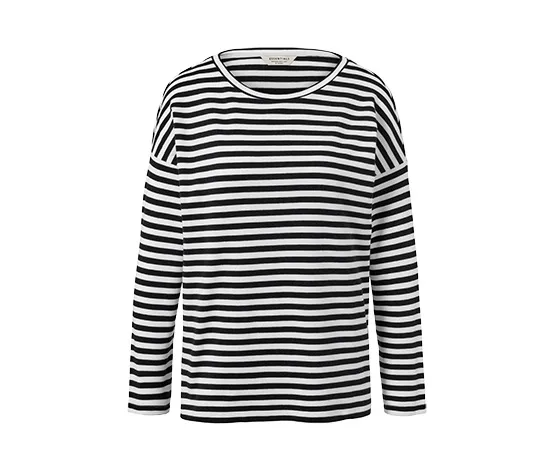 Gestreiftes Langarmshirt, schwarz