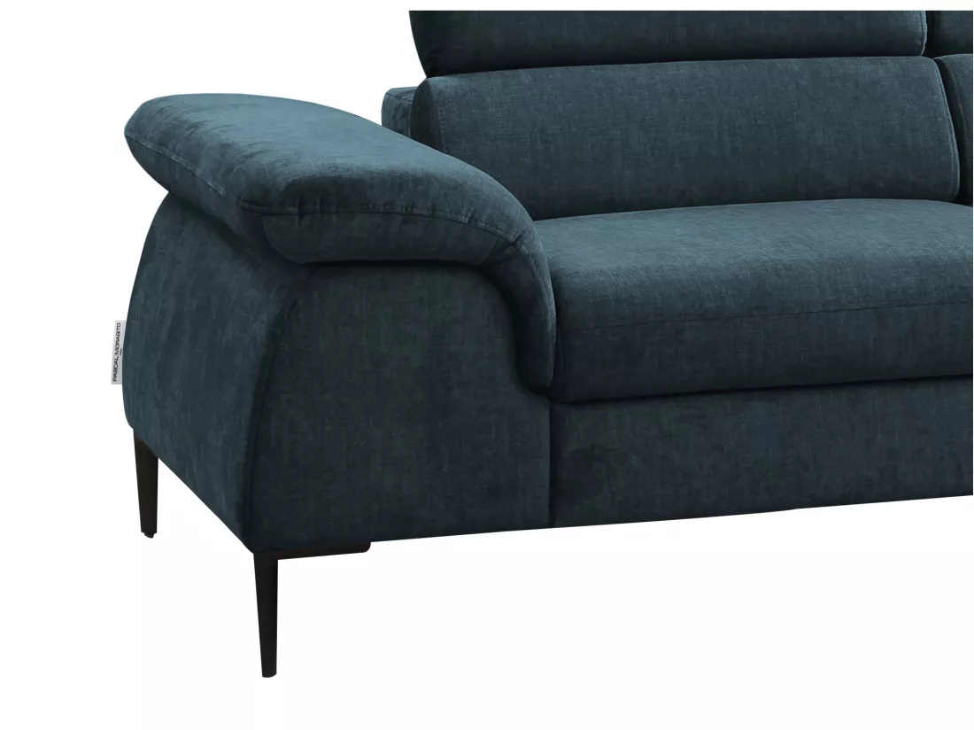 Grand canapé d'angle droit convertible en velours bleu nuit SEPINA de Pascal Morabito