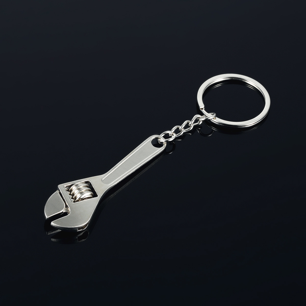 Metall 3D Schraubenschlüssel Schlüsselanhänger Accessoire mit Spaltring - Silber