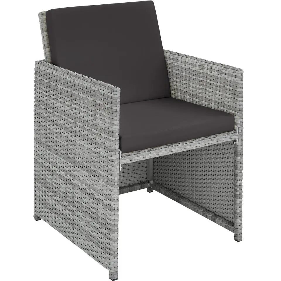 tectake Wicker tuinset Manhattan 4 4 1 met aluminium frame en beschermhoes