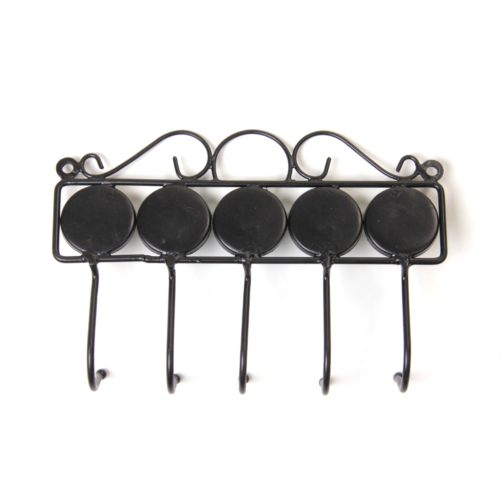 Wandhaken 5fach, handglasiert, L 4,5 cm, B 23 cm, H 15 cm von fischer's lagerhaus