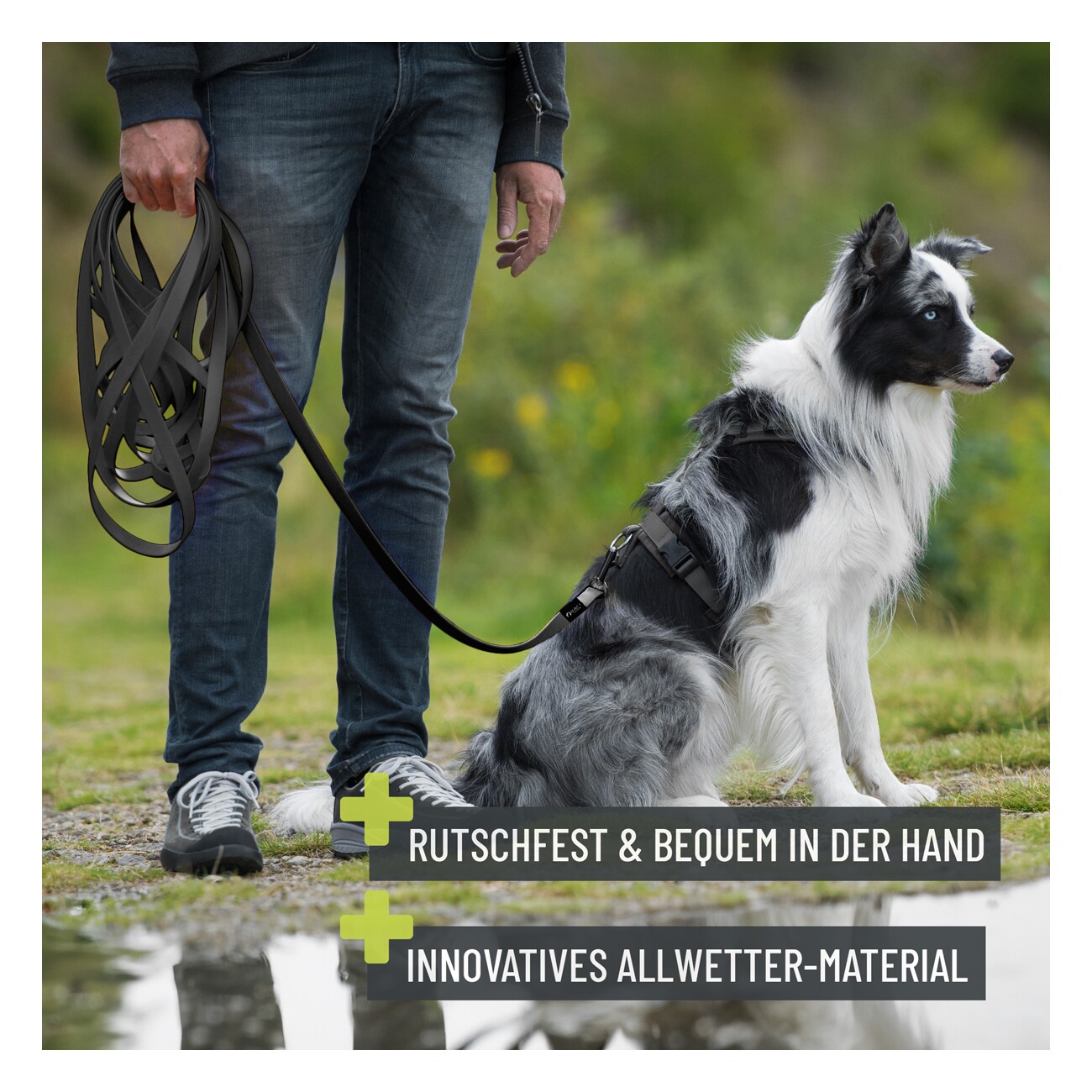REAVET Schleppleine Schwarz, 15 Meter