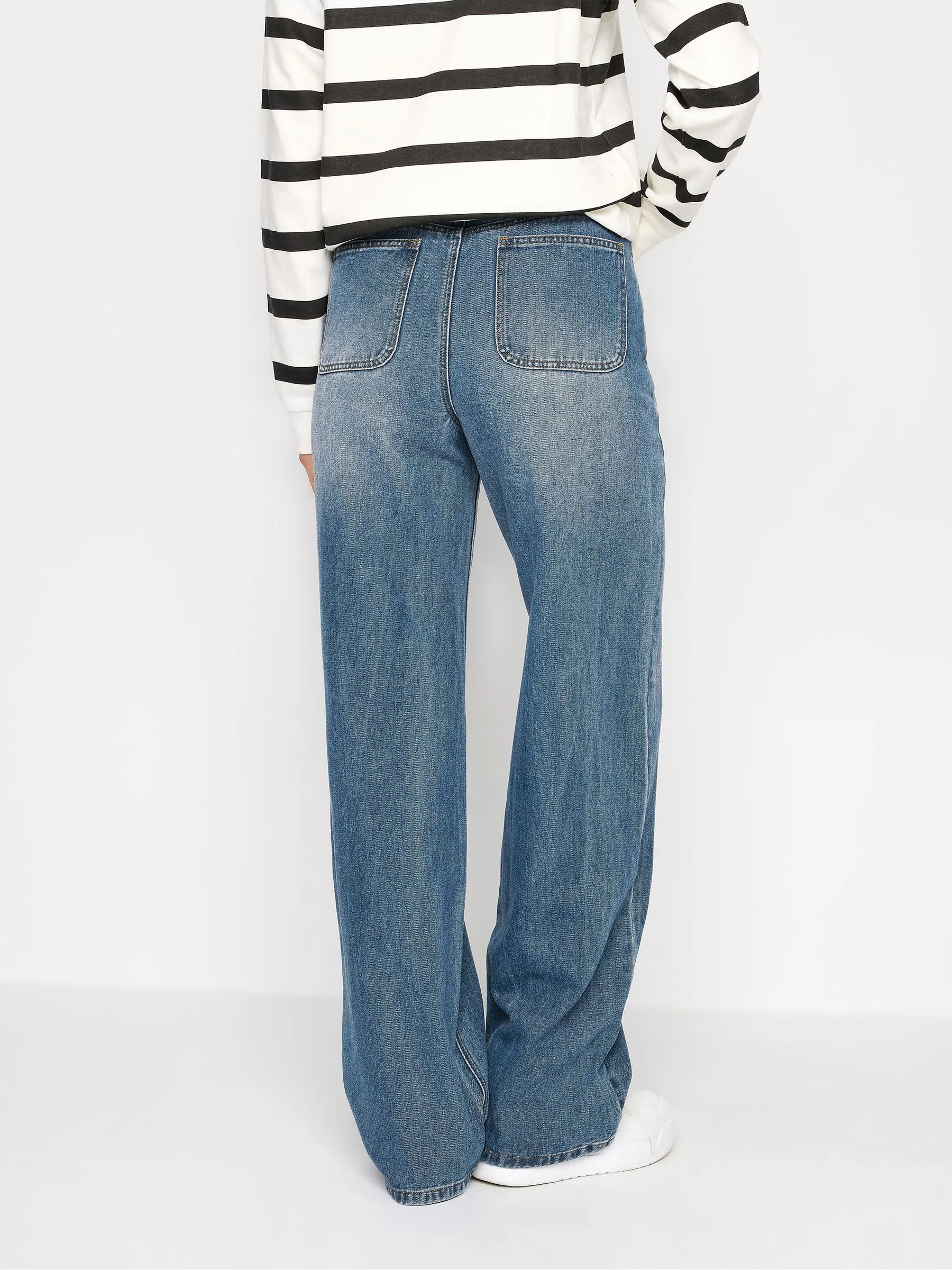 Blauw - Long Tall Sally jeans met wijde pijpen van 100% katoen