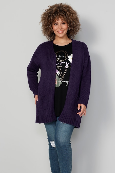 Strickjacke, offene Form, Langarm