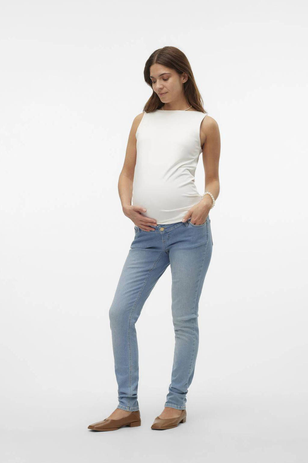 MAMALICIOUS zwangerschaps skinny jeans MLOLIVIA light blue denim