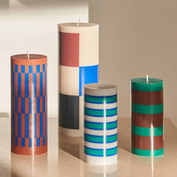 HAY - Column Kerze M, off-white / green / black check
