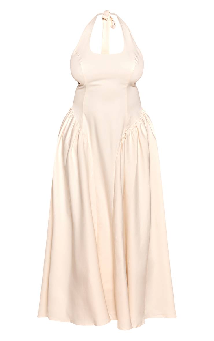 Crème Robe Maxi Grande Taille À Encolure Carrée Et Jupe Bouffante