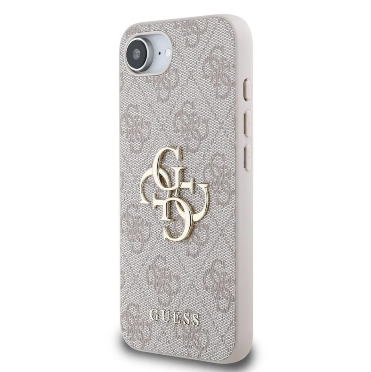 iPhone 16e Leder Hardcase Hülle 4G Big Metal Logo (GUHCPSE44GMGPI) - Rosa
