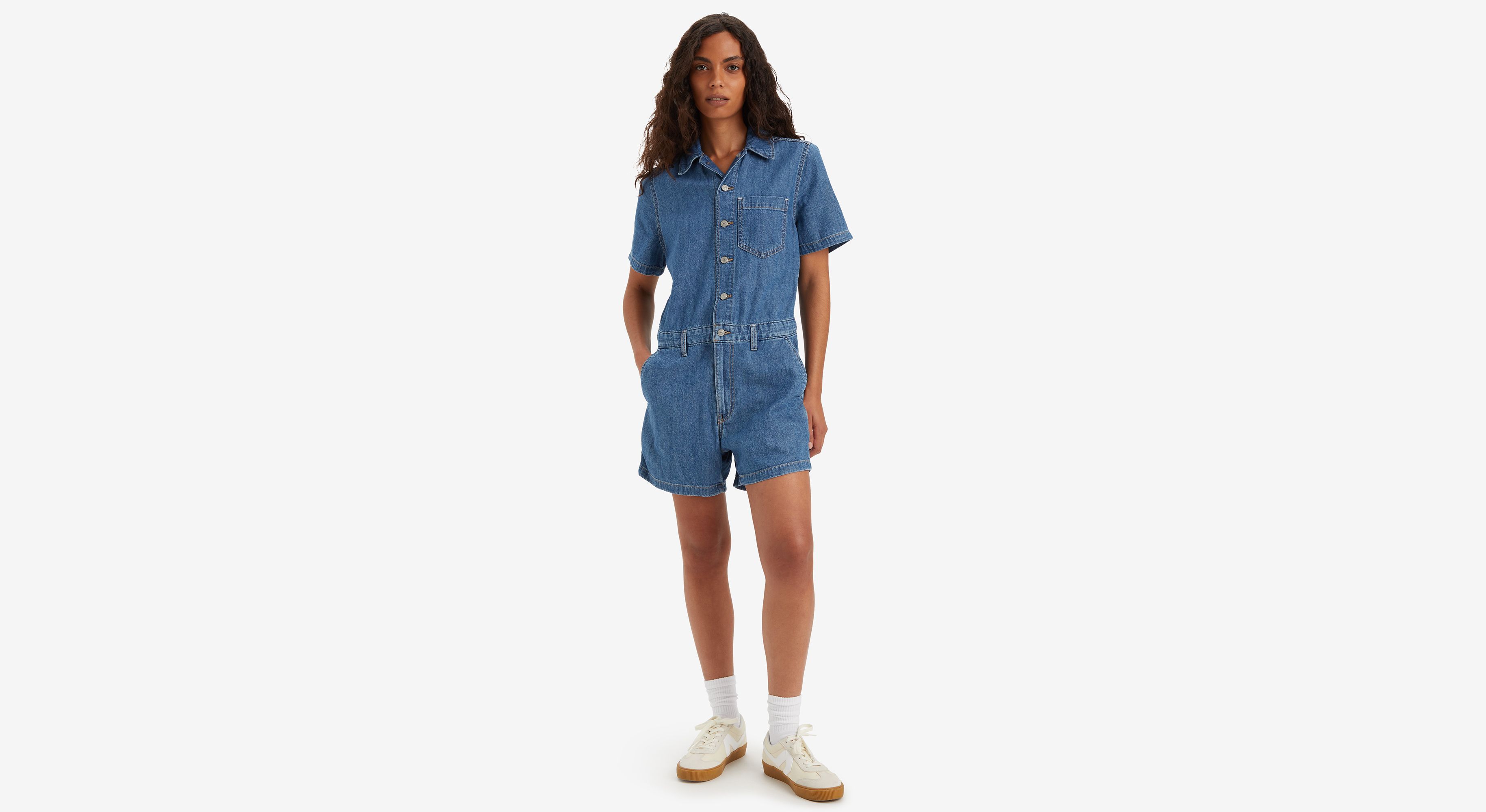 Combishort manches courtes Heritage - Playday Jumpsuit - Bleu