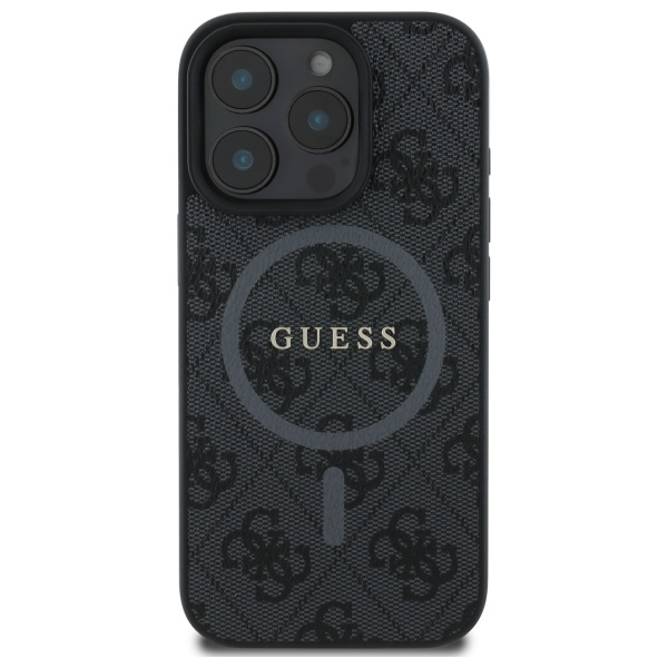 iPhone 16 Pro Max MagSafe Leder Hardcase Hülle 4G Ring Classic Logo (GUHMP16XG4GFRK) - Schwarz