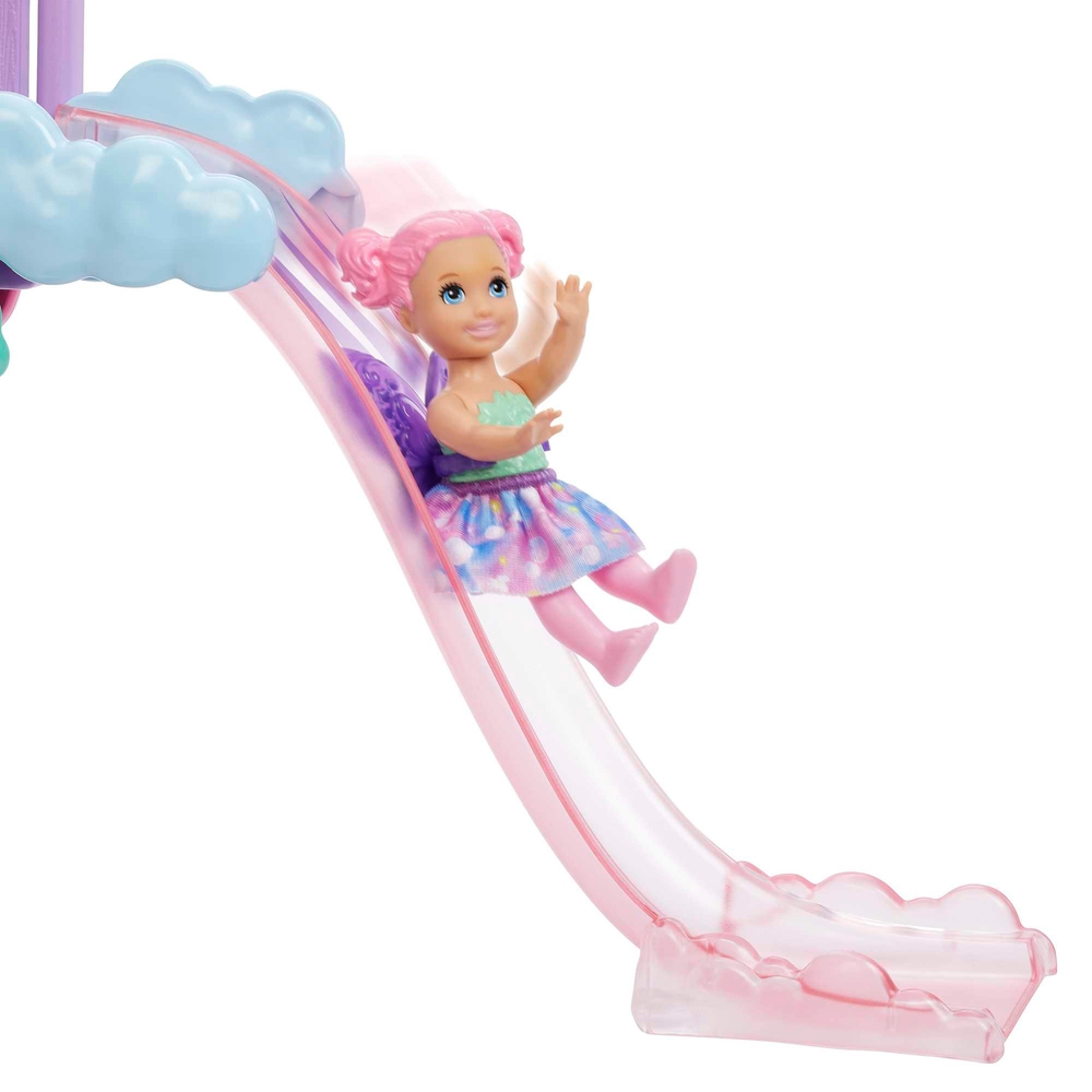Barbie Chelsea Puppen mit Märchen-Spielset, Baumhaus und Karussell