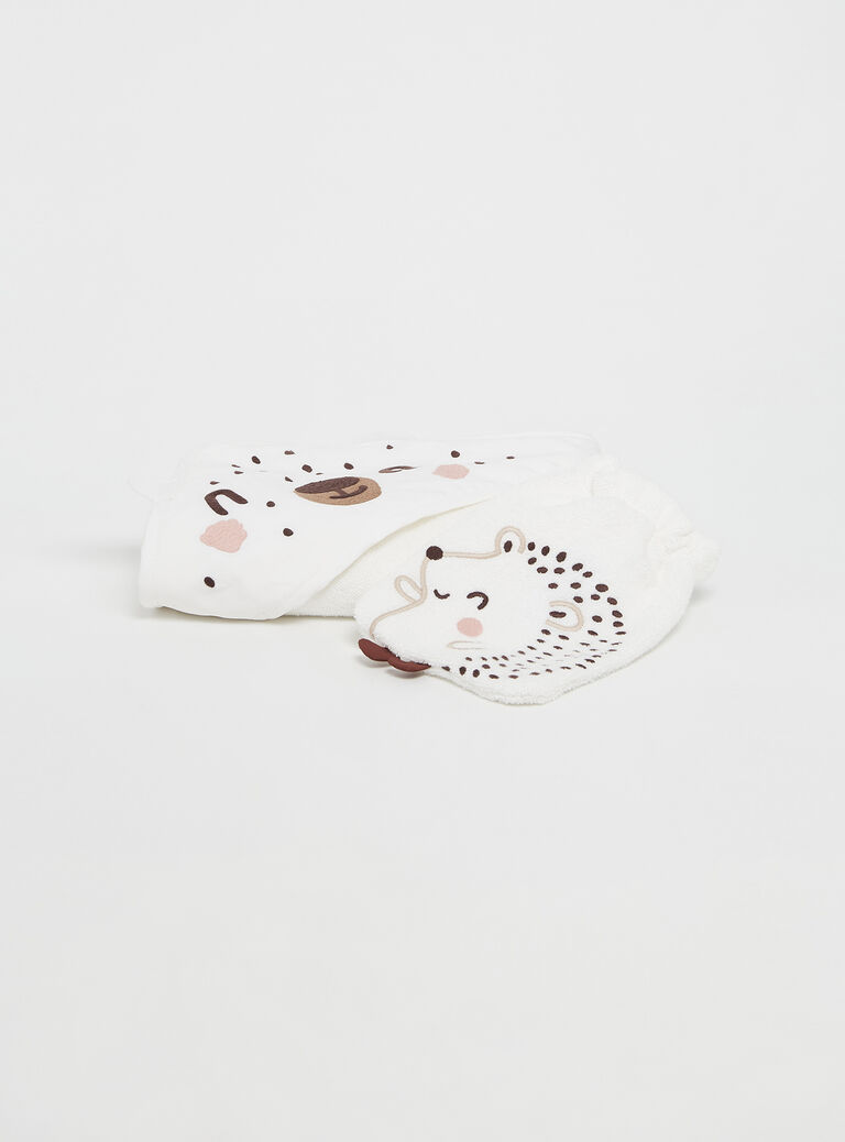Pointe éponge et gant uni blanc cassé mixte