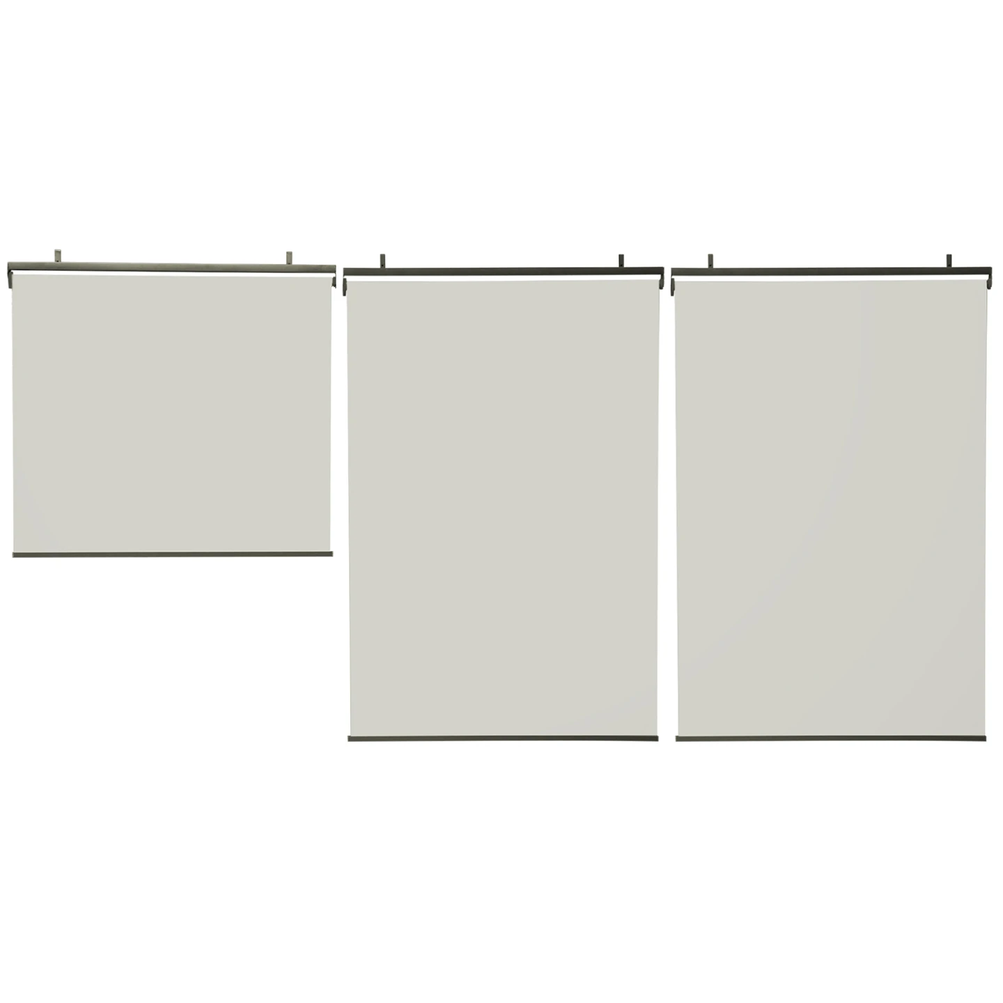 Lot de 3 stores enrouleurs L.124 x H. 225 CM pour pergola écru