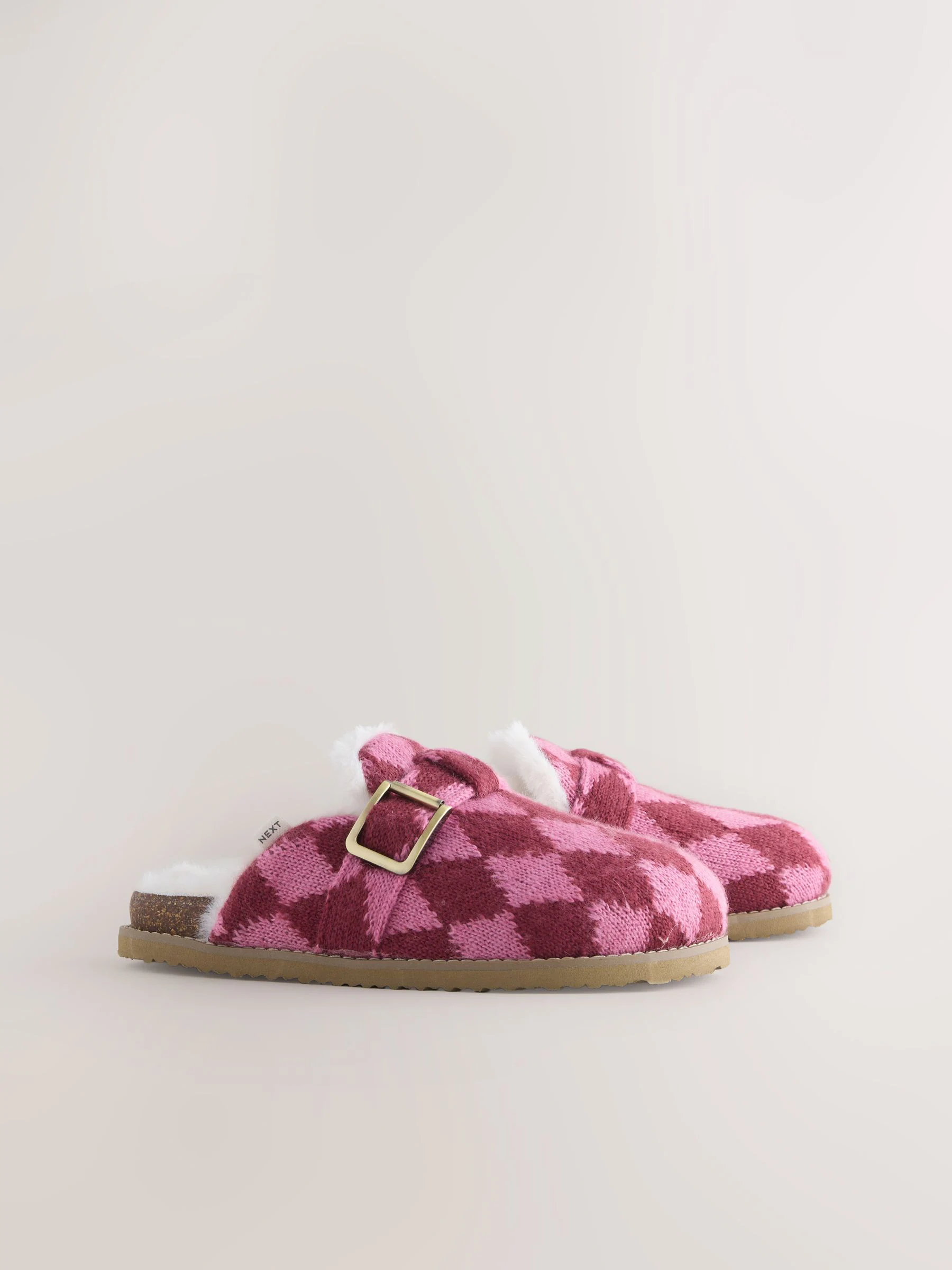 Roze met ajourmotief - Footbed Buckle Slippers
