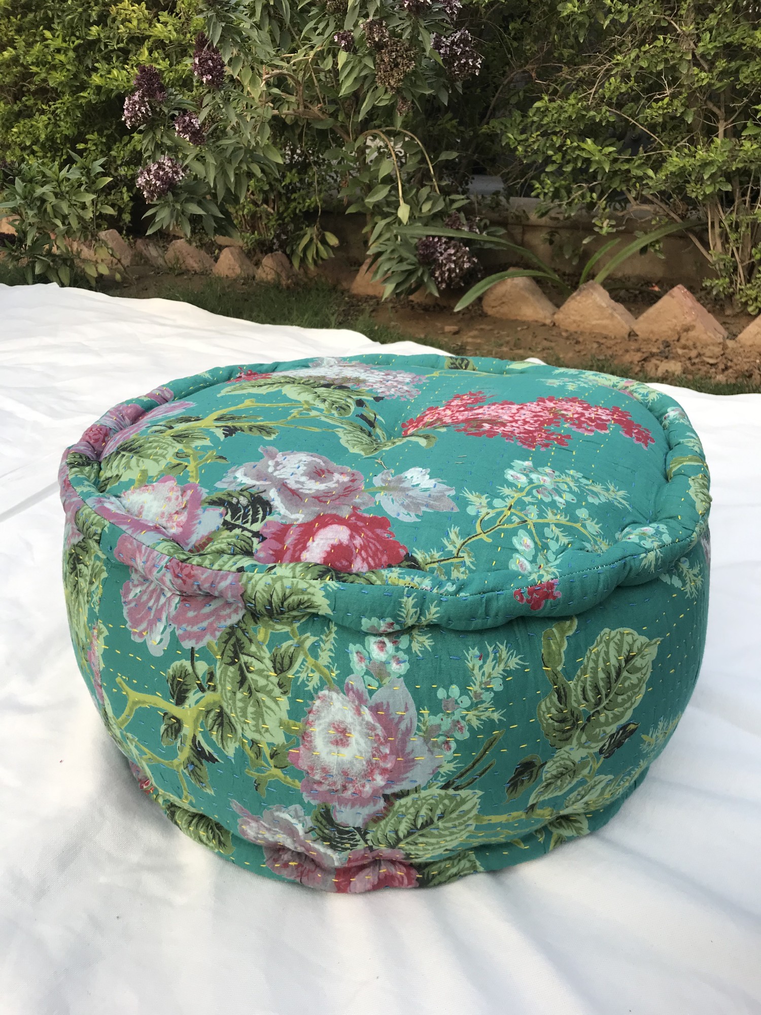 Runder Pouf, grün, Ø 40 cm, H 20 cm von fischer's lagerhaus